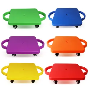 Set of 6 Multi-Color Plastic Floor Scooter Board, Indoor Sitting Scooter Board