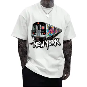 New York Subway Graffiti T-Shirt for Men & Women, Crew Neck Casual Style, Breathable Elastic Cotton, Regular Fit, Machine Washable, Perfect Gift for Boyfriend, Girlfriend, Husband, Wife or Valentine's Day