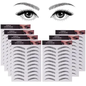 4D Hair-Like Eyebrow Tattoos Stickers 7 Sheets Waterproof Long-lasting Brow Tattoo Eyebrow Colors Transfers Arch Style Sticker Peel Off for Eyebrow Grooming Shaping Black