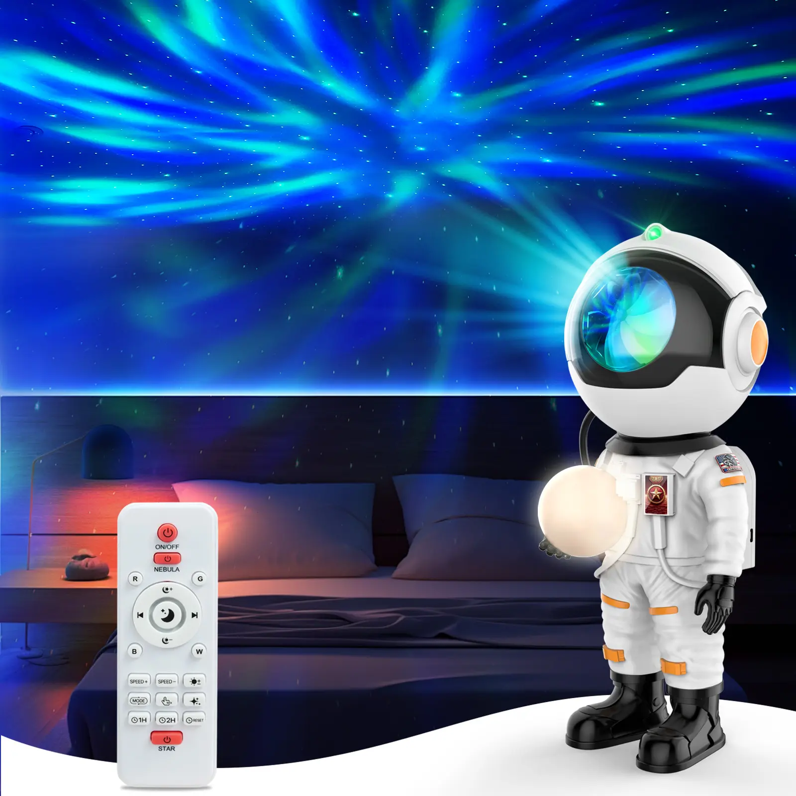 Astronaut Galaxy Projector Ambiance Lights, 360° Adjustable Portable WiFi Starry Night Light with Remote, Bedroom Decor Gift for Kids, Household Appliance