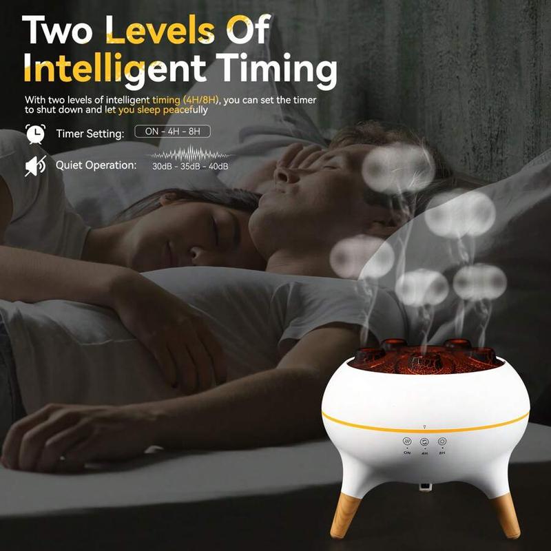 JELLOO Jellyfish Mist Aromatherapy Humidifier With 7 Colors LED Lights, 2 Modes Fire Mist Waterless Auto Shut Off Aromatherapy Diffuser, Voice Activated Sound Pickup Mist, For Bedroom, Office, Yoga Room