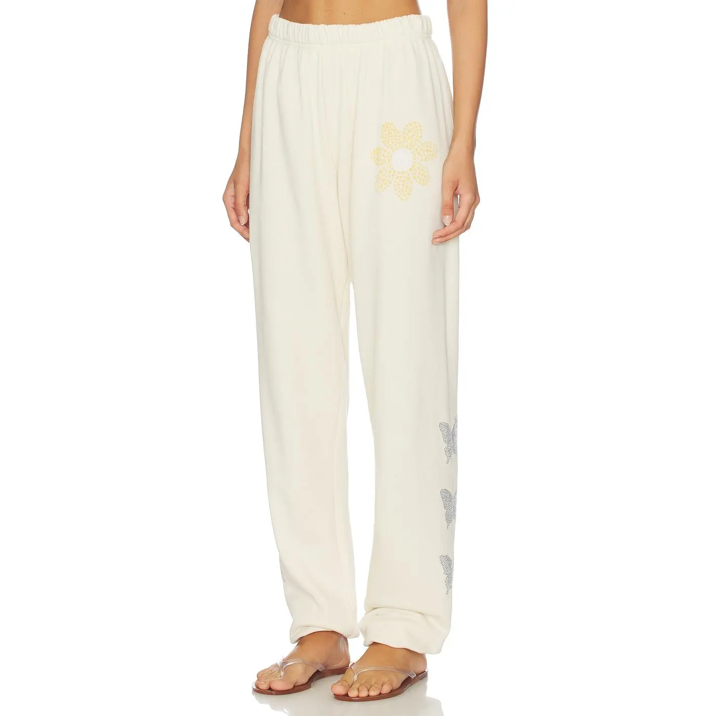 Lauren Moshi Butterfly Daisy Sweatpant in Ivory