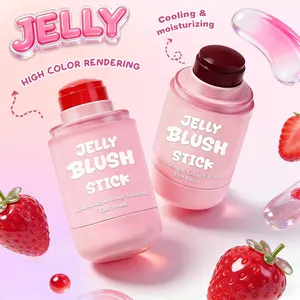 2PCS Jelly Blush Stick for Cheeks,Multi-use Cooling Water Jelly Lip and Cheek Tint Stain,Moisturizing,Cruelty-Free,Lightweight,Sheer & Buildable Lip Tint + Blush（02 Soft Pink + 04 Berry Red） makeup