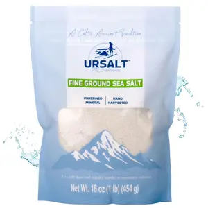 URSALT French Sea Salt Fine Ground Traditional Celtic (1lb – 454g) +82 Mineral Rich 100% Natural Unrefined Organic. Hand-Harvested French Sea Salt Premium Gourmet Mineral Salt