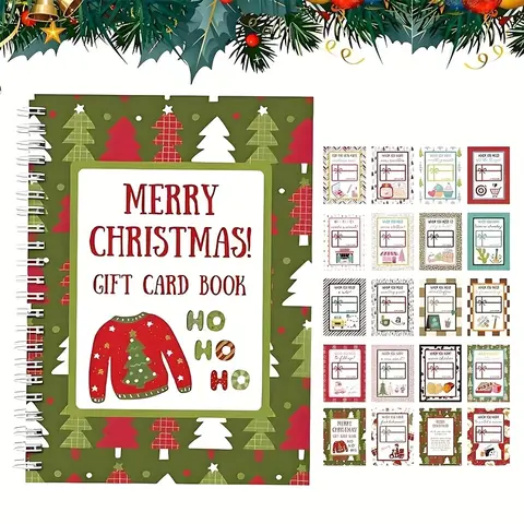 Christmas Greeting Card Book - Custom Message Card, 10 Page Organizer with Countdown Calendar, Holiday Planning, Elegant Stationery, High-Quality Paper