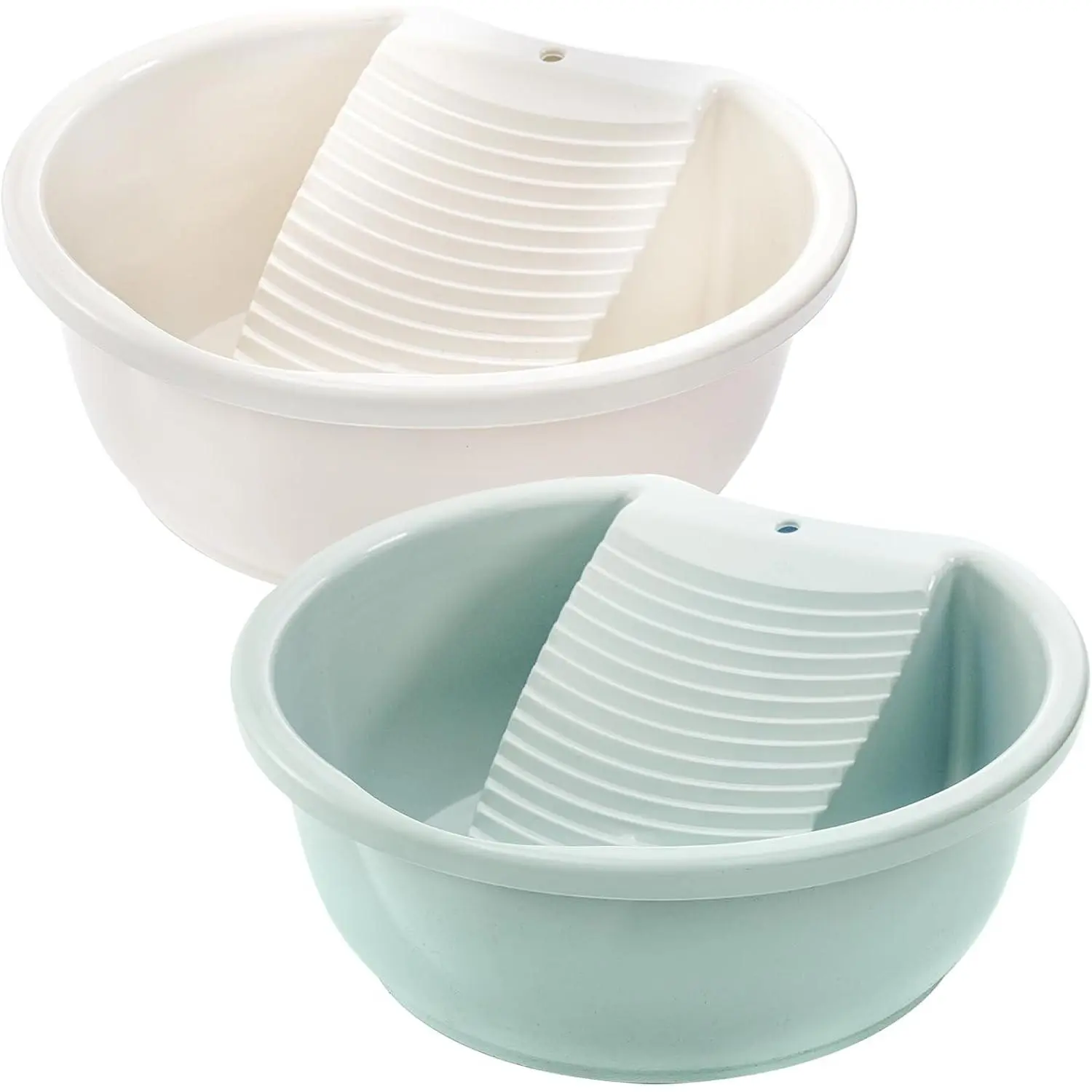 2-Pack Food-Grade PP Laundry Washboard Basin - Sturdy, Compact, Lightweight, Non-Slip, Integrated Washboard Accessories for Hand-Washing Small Delicates, Home Use, Outdoor Activities, Eliminate Stains, Fits in Most Sinks, Polypropylene