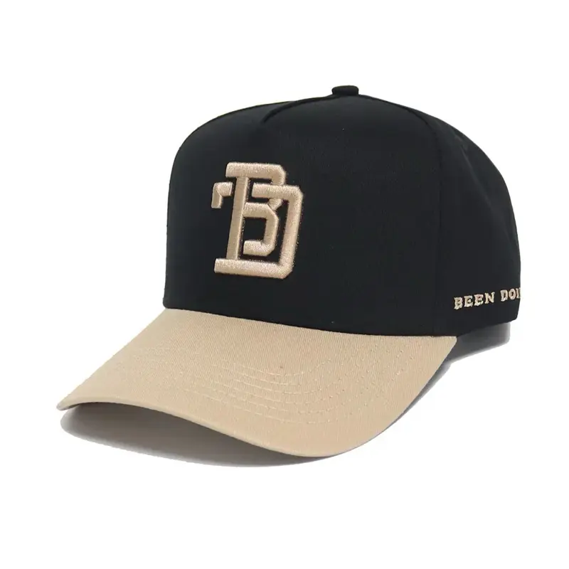 Been Doin This Black and Khaki Ball Cap with Gold Logo and Text Design