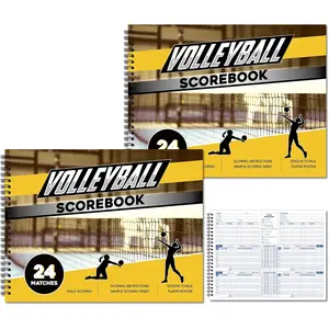 Volleyball Scorebook 9x12 Inch Score Keeping Book for Stats with Season Totals and Team Roster Sheet Volleyball Coaching Supplies for High School Youth Little League Adult 24 (2 Pack)