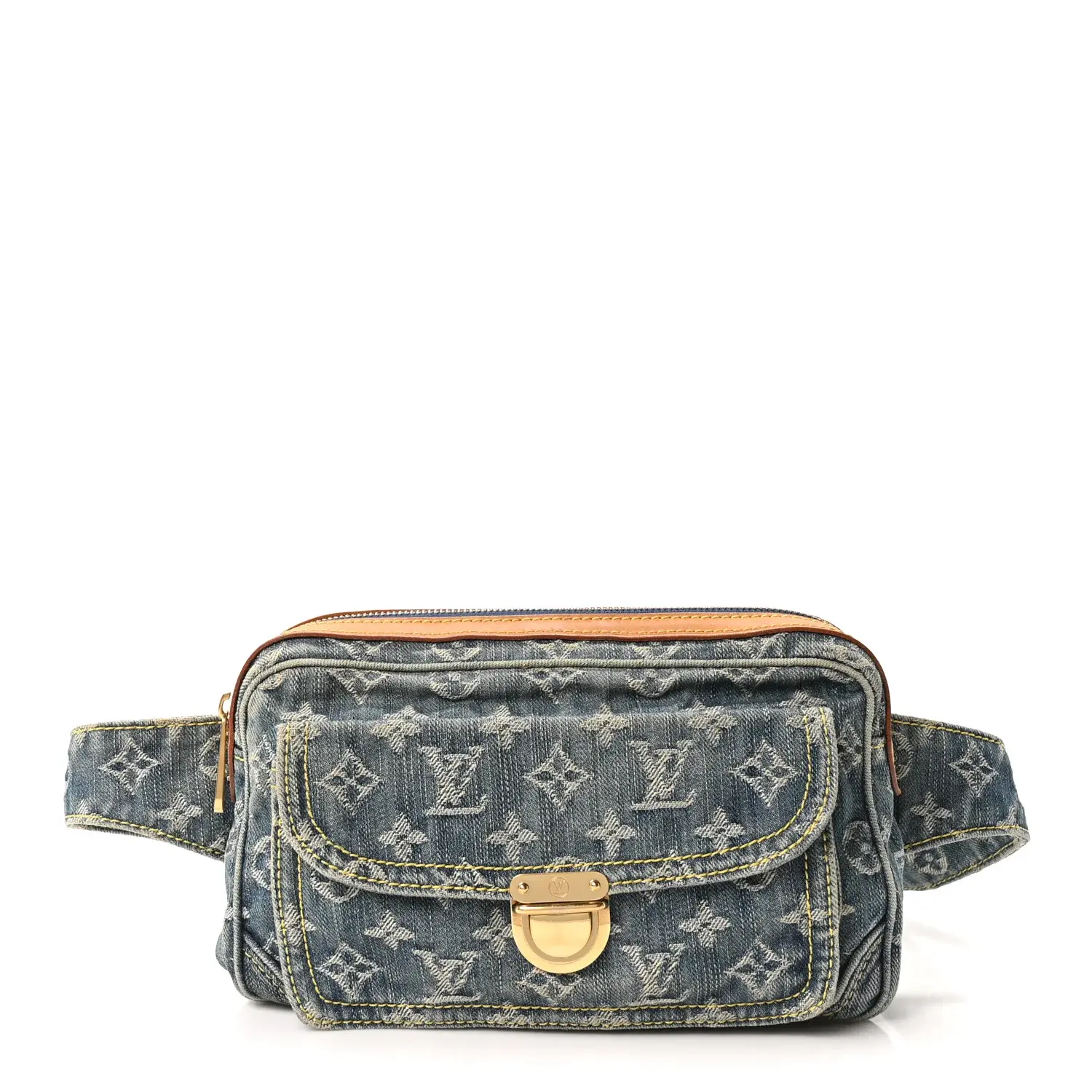 Pre-owned Louis Vuitton Leather Shoulder Bags Monogram Denim Bum Bag Blue