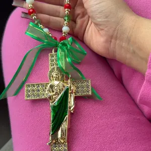 Saint Jude Cross Charm Catholic Gift, Virgen De Guadalupe Pendant, San Judas Tadeo Car Hanging, Home Door Hanger, Christmas Decoration