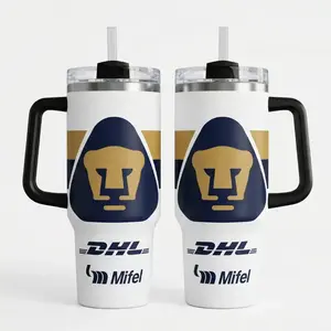Pumas 40oz Tumbler With Handle and 20oz Skinny, Mexico Soccer Fan Travel Mug, Blue Gold Team Color Insulated Cup Gift