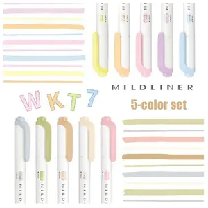 1 set Wkt7 Double-Ended Color Watercolor Notebook Marker Set, 5 Vibrant Shades for Artistic Expression, Perfect for Sketching & Coloring