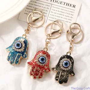 Evil Eye Metal Keychain Hand Shaped Bag Charm Dainty Beaded Pendant Trendy Aesthetic Accessory Anti‑evil Eye Stylish Sturdy Purse Decor For Backpack Handbag Daily Outfit Casual Party Street Style Gift outdoorfun