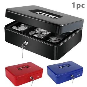 Metal Piggy Bank with Key Lock and Tray, 4 Coin Slots and 1 Bill Slot, Layered Safe Box for Money Storage, Home and Office Use, Home Security Safe, Portable Safe Use, Cash Box with Lock