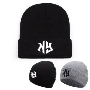 Men / Woman Adult Beanie Hat Italicized letters Embroidered Design Knitted Hat Outdoor Activity Adjustable Casual Wear Hats Travel Tourism Beach Holiday Brimless Hat