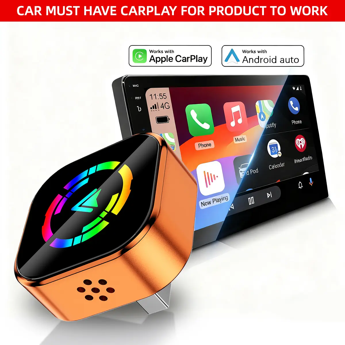 2026 Wireless CarPlay Adapter (for iPhone/Android) — Supports Hands-Free Calling; A CarPlay Converter Integrating Wireless Connectivity and Charging Capabilities.