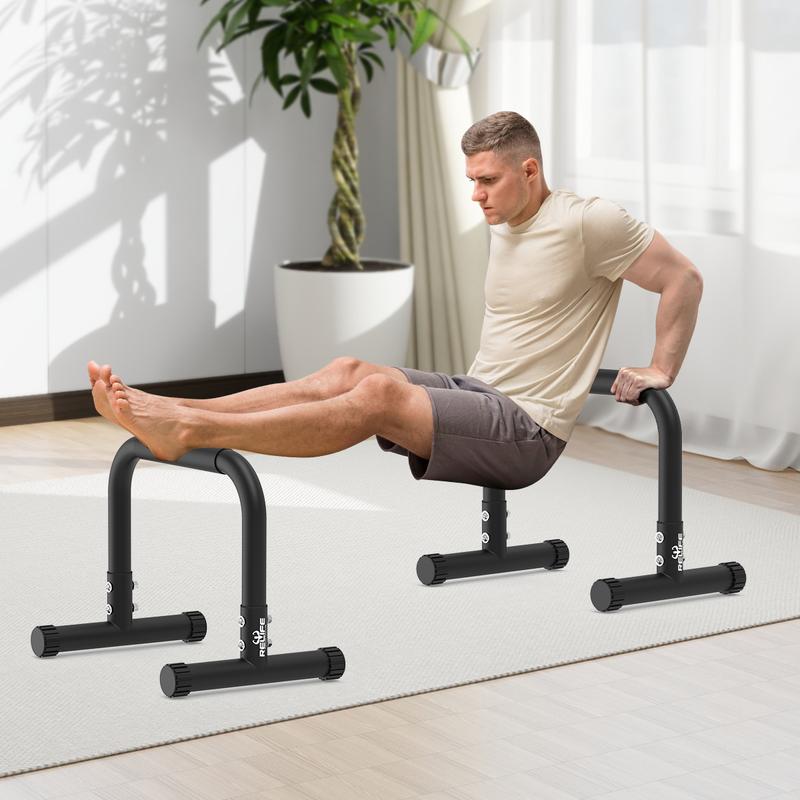 RELIFE REBUILD YOUR LIFE Push Up Bar & 14" High Parallettes Bars Dip Station with Foam Handles, No Wobbling Dip Bars for Handstand, L-Sit, Gymnastics