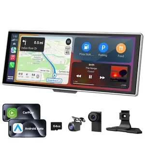 11.26 Inch HD Touchscreen Car Display, Wireless CarPlay/Android Auto Screen for Car, Navigation System with 4K Dash Cam, Backup Camera, 64GB Memory, Voice Control Car Video Player