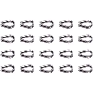 304 Stainless Steel M6 Wire Rope Cable Thimbles Rigging 20PCS 7/32" - 1/4" Diameter Rigging Accessories
