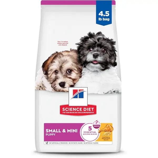 Puppy Small & Mini Breed Dry Dog Food, Chicken & Brown Rice Recipe, High Protein Balanced Nutrition Kibble for Growing Puppies, 4.5lb Bag