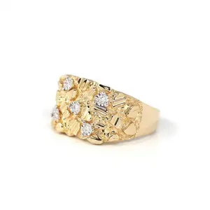 gold nugget ring with Square Design non tarnish Trendy Jewellery Accessories