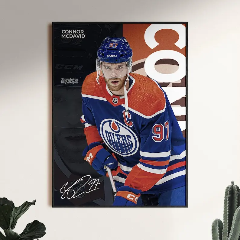 Connor McDavid Poster, Colorado Avalanche Wall Print, NHL Hockey Print, Digital Download, Hockey Fan Gift, Sports Decor, Hockey Room Print