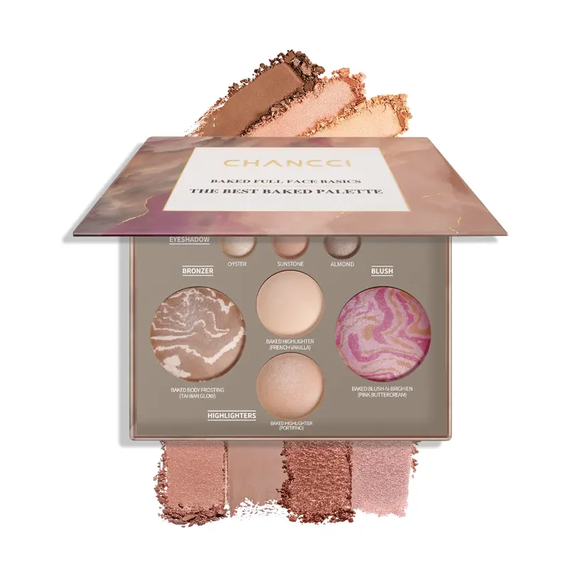 Baked All-In-1 Full Face Basics Makeup Palette - 3 Eyeshadow Shades, Bronzer, Blush, Dual Highlighter, Foundation