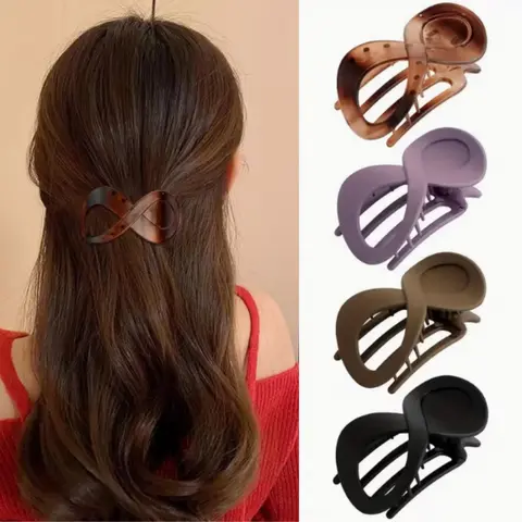 4pcs Matte Acrylic Curved Hair Claw Clips, Flat Alligator Hair Clips, Strong Grip Hair Banana Barrettes for Styling, Hair Accessories for Women