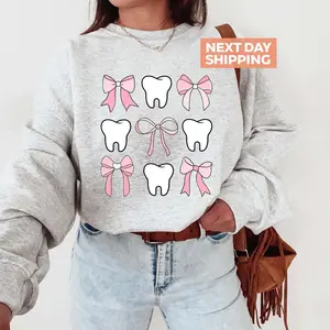 Coquette Dental Sweatshirt, Girly Dental Hygiene Sweater, Dental Assistant Graduation Gift, Dentist Office Teeth Shirt