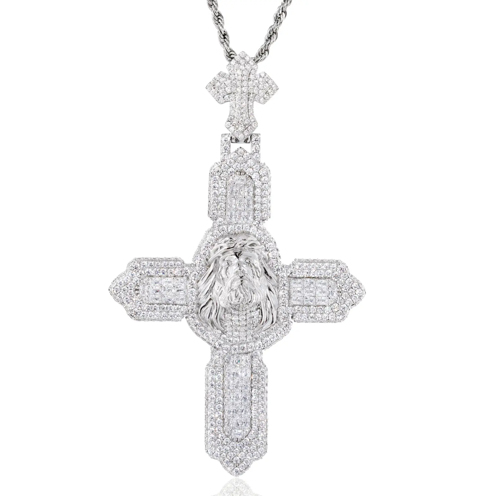 UCCIYO Jesus Head Cross Pendant Copper Zircon Pendant for Women Men Hip Hop Jewelry Gift【#CZP1961】 UCCIYO Jesus Head Cross Pendant Copper Zircon Pendant for Women Men Hip Hop Jewelry Gift【#CZP1961】