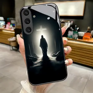 Cross pattern suitable for Samsung Galaxy S25 S25edge S25FE S25Plus S25ULTRA 5G Pretty Phone Case, Phone Cover, Black Frame Glass Phone Case Individual Design, Is Suitable for Every Holiday Gift