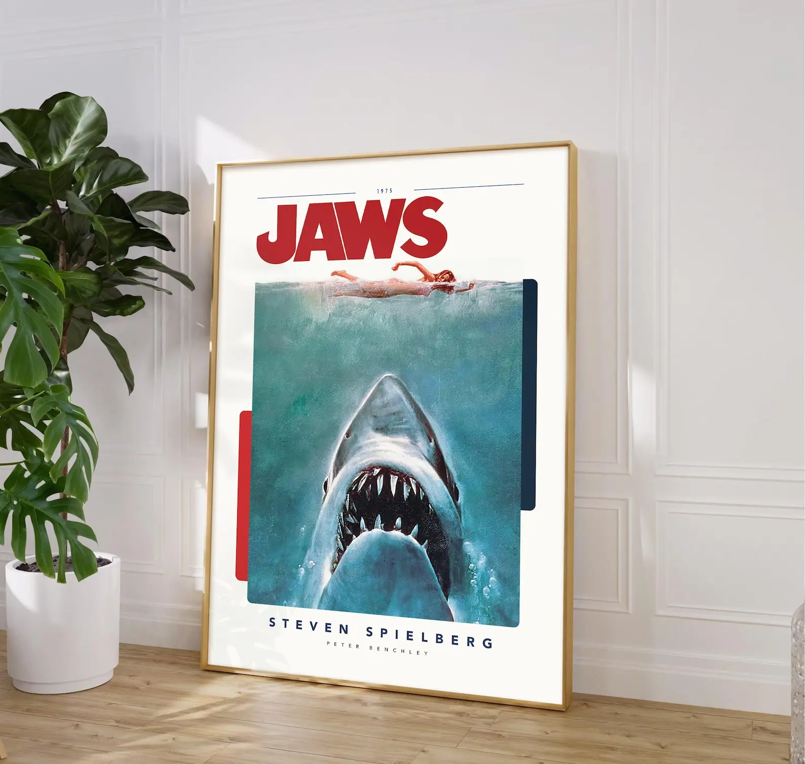Jaws Movie Poster: Retro Film Print, Minimalist Wall Art