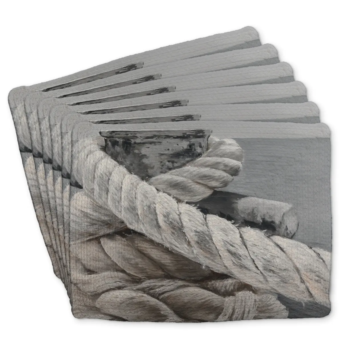 360 stand Nautical Rectangular Placemats - 14x18 in Twisted Boat Rope Braided Polyester, Stylish 6-Piece Set for Indoor Home Decor Kitchenware Tableware