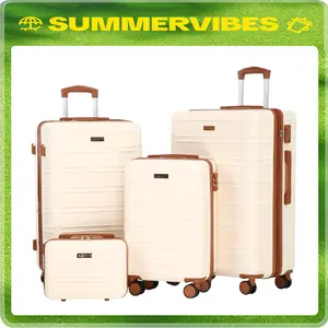 4PCS Aaivv Sturdy ABS Hardshell Luggage Set, Expandable Spinner Suitcases with TSA Lock & Wheels, Lightweight Durable Travel Luggage for Family Trips & Back to School, Sturdy Abs Luggage