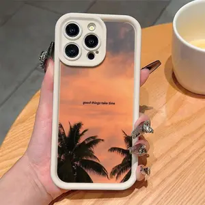 Tropical Sunset Pattern Phone Case, Decorative Phone Protector Cover, Phone Accessories Compatible with iPhone 16 15 14 13 12 11 Plus/Pro/Pro Max