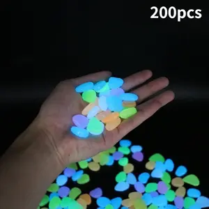200pcs Luminous Glow Artificial Stone Pebbles, Decorative Aquatic Stones for Aquariums & Gardens, Enhance Your Water Feature Aesthetics, Decoration