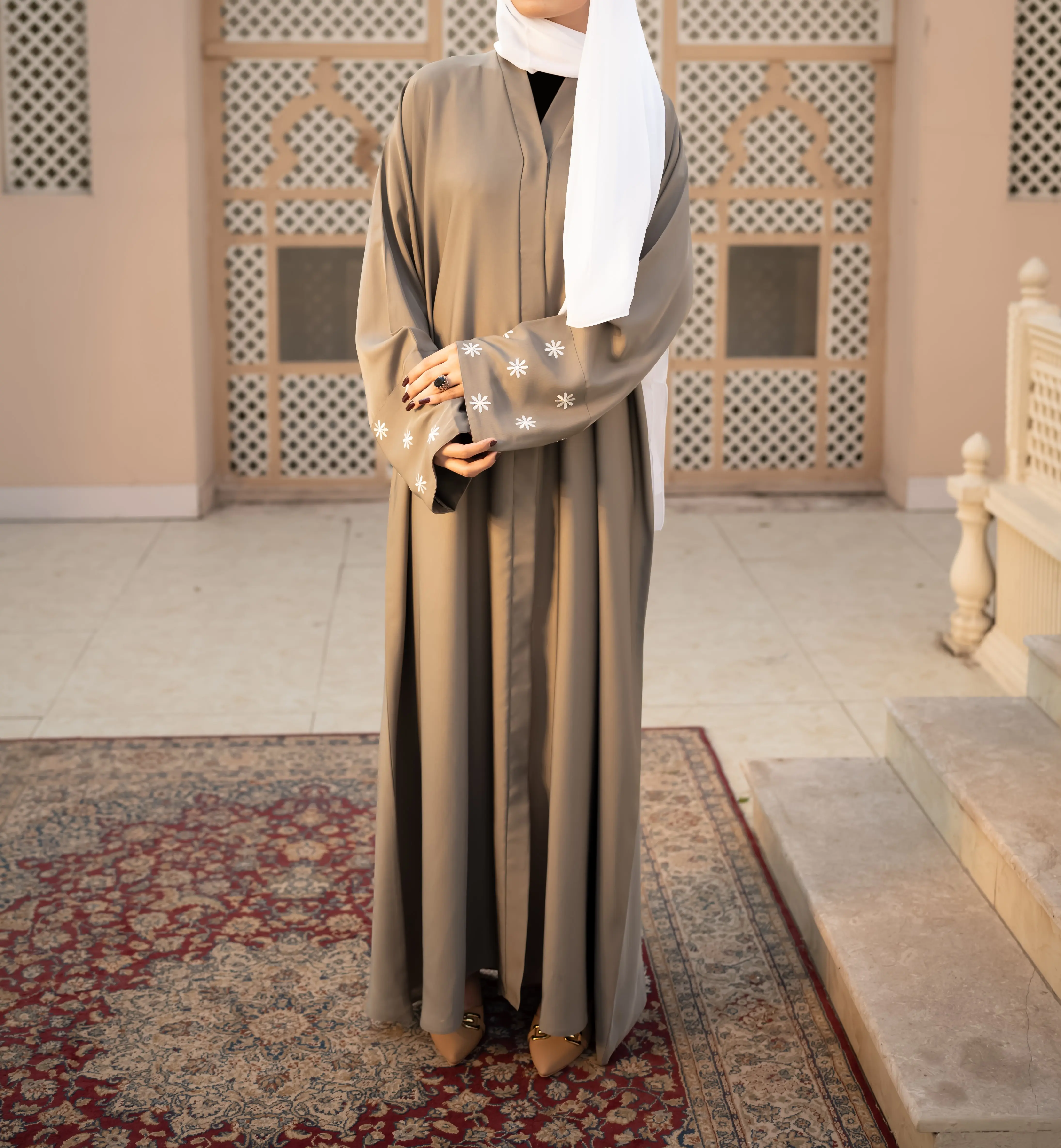 Women's Solid Long Sleeve Abaya without Hijab, Comfortable and Versatile Outfit for Various Occasions, Elegant Long Sleeve Dress for Spring & Fall Modesty