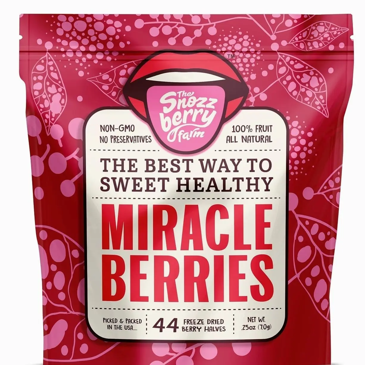Miracle Berries by Snozzberry Farm | 44 berry halves | Freeze-dried, Grown in the USA | Turn Sour Sweet | Best Value In The Marketplace