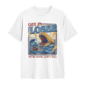Religious Meme "God's Will" T-Shirt |   Retro Jonah & Whale Casual Top