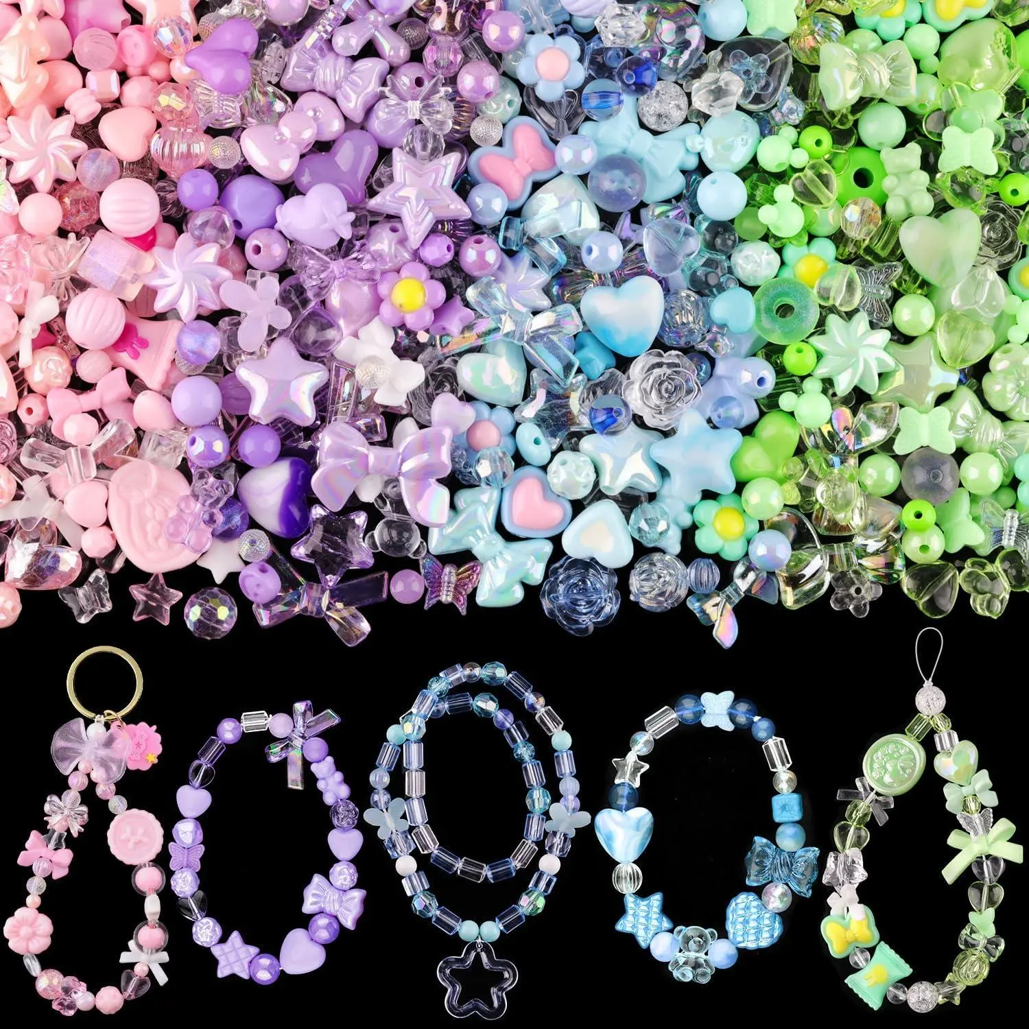 210-270PCS TINKRSTUFF Assorted Acrylic Beads for Bracelet Making, Cute Beads for Jewelry Making Flower Bow Butterfly Candy GummyBear Aesthetic Bracelet Charms, DIY Necklace Keychain Phone Charm 210-270PCS TINKRSTUFF Assorted Acrylic Beads for Bracelet Making, Cute Beads for Jewelry Making Flower Bow Butterfly Candy GummyBear Aesthetic Bracelet Charms, DIY Necklace Keychain Phone Charm