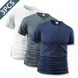 Pack of 3 men's casual fashion polo shirts, breathable and comfortable fabric, classic style, comfortable fabric, simple design, crew neck long-sleeve men's polo shirt