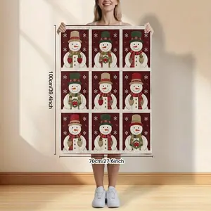 Festive Christmas Snowman Blanket with Cute Snowmen, Plaid Scarves & Snowflake Accents (70x100cm)