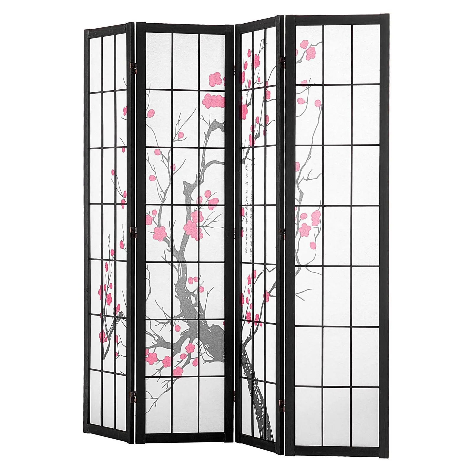 VEVOR 4-Panel Decorative Wooden Room Divider, Foldable Sturdy-Frame Japanese Partition, Rotatable-Folds Portable Privacy Screen for Home Office Restaurant#BackToSchool