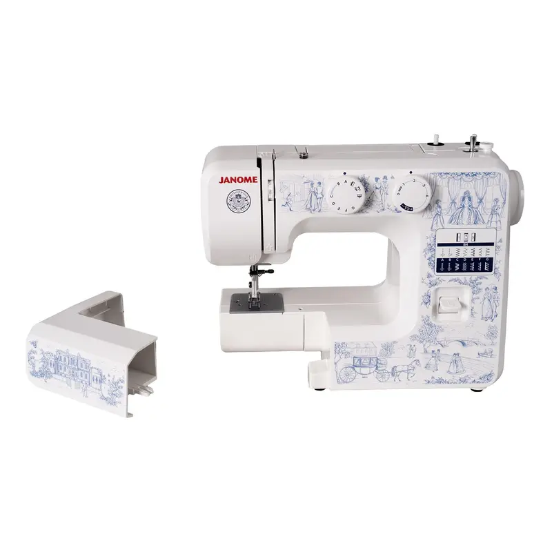 Toile sewing machine with accessory compartment removed to reveal the free arm