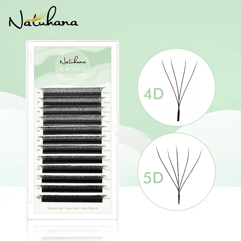 NATUHANA W-Shaped 4D 5D Volume Eyelash Extensions Premade Volume Fans W Shape Lashes Natural Soft False Eyelashes for Makeup 2026 New