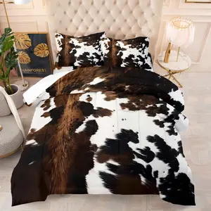 American Western Style Cow Print Comforter Set, Includes 1 or 2 Pillowcases, Soft and Breathable, Perfect for Bohemian Bedrooms