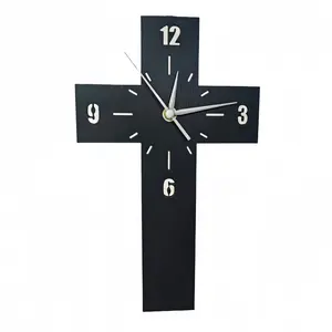 30cm Cross-Shaped Wooden Clock, Room Decoration, Modern Faith Home Decor, No Batteries Included, Wall Hanging Design