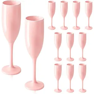 6pcs Pink Champagne Glasses, Acrylic Stemware, Shatterproof Reusable Goblets, Perfect for Wedding Parties, Dinners, Mimosa Bars, Anniversaries, Birthdays, Mother's Day