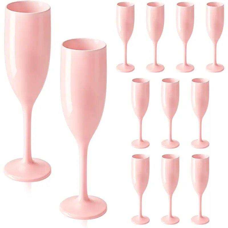 6pcs Pink Champagne Glasses, Acrylic Stemware, Shatterproof Reusable Goblets, Perfect for Wedding Parties, Dinners, Mimosa Bars, Anniversaries, Birthdays, Mother's Day