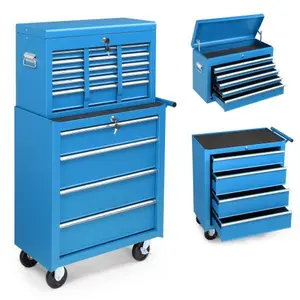 Winado 24" Portable Tool Box, 5 Drawers & Top Storage Tray Tool Box with Drawers, Lockable Metal Tool Chest Cabinet for Garage, Warehouse, Repair Shop & Home